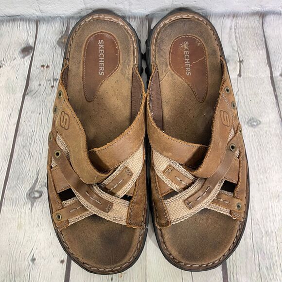 Skechers Sandals Sliders Women’s Size 10 Brown Leather 90's Y2K Chunky Platform - Picture 8 of 12